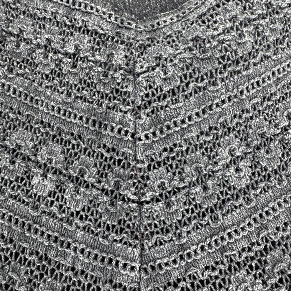 Kings Road XL Washed Gray Crochet Lace Boho Babydoll Tiered Rayon Dress Long Slv - Picture 4 of 15